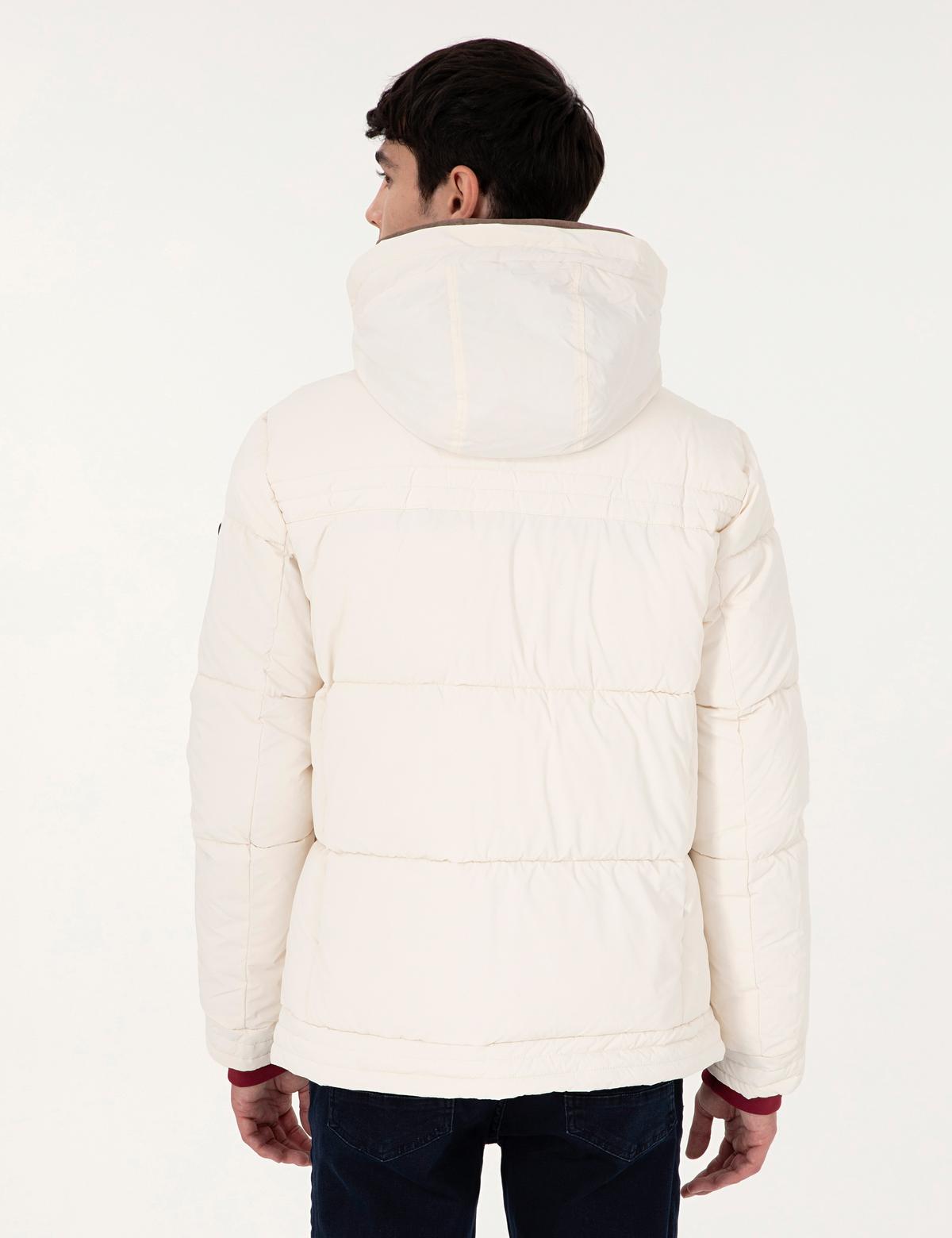 Ekru Kapüşonlu Dolgulu Mont - 50292905004