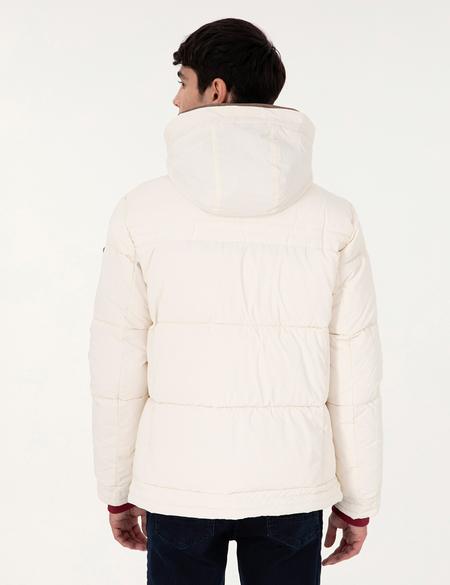 Ekru Kapüşonlu Dolgulu Mont - 50292905004