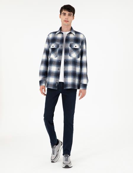 Lacivert Oduncu Çift Cepli Oversize Gömlek Ceket - 50292338001