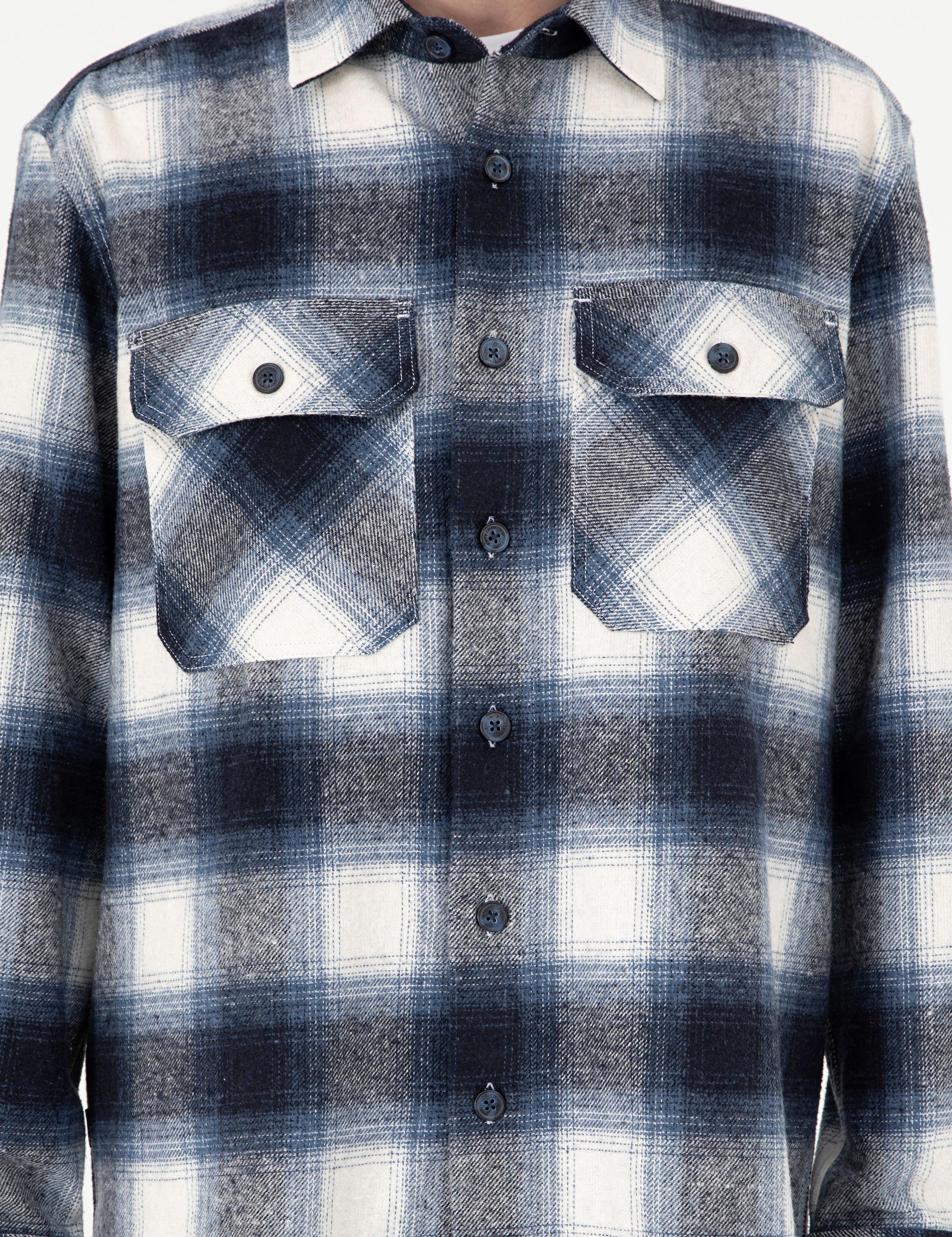 Lacivert Oduncu Çift Cepli Oversize Gömlek Ceket