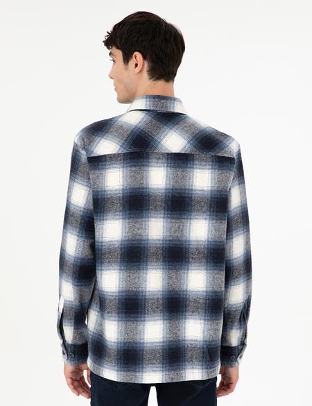 Lacivert Oduncu Çift Cepli Oversize Gömlek Ceket - 50292338001