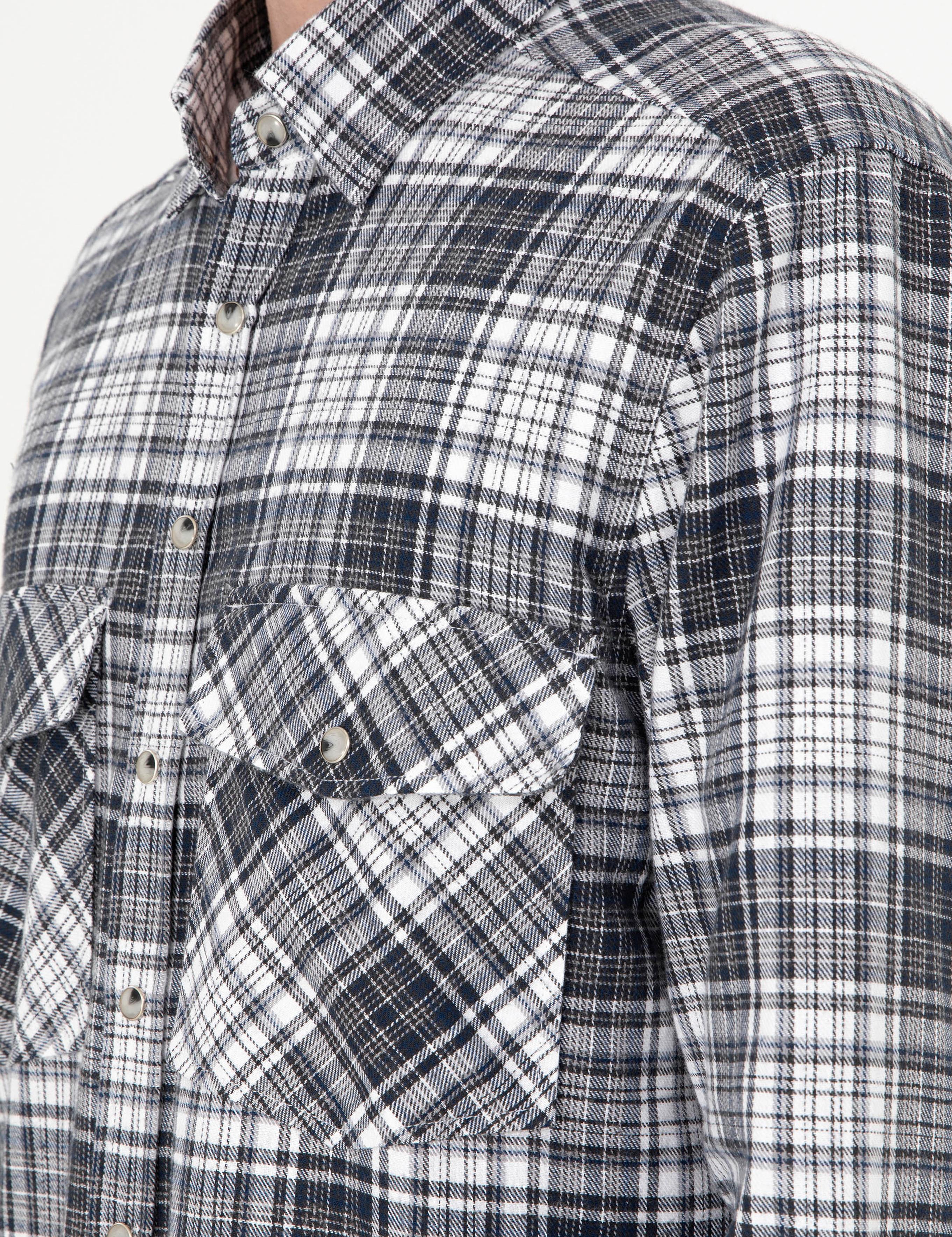 Lacivert Klasik Yaka Çift Cepli Regular Fit Gömlek Ceket