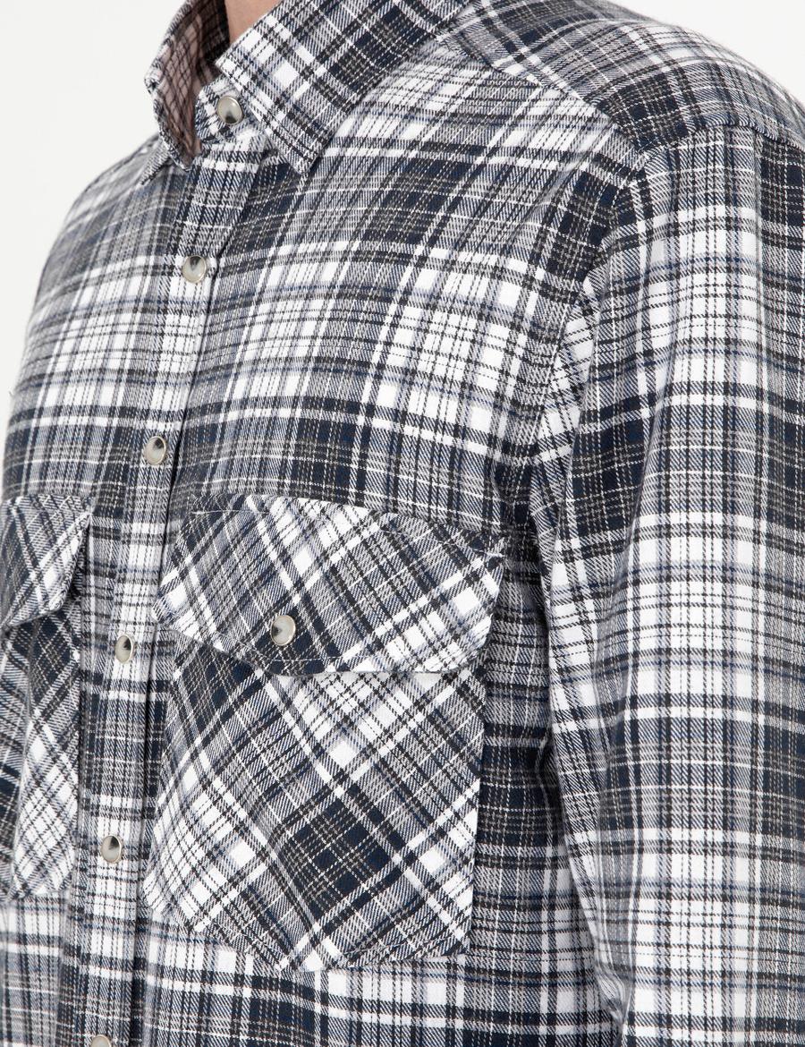 Lacivert Klasik Yaka Çift Cepli Regular Fit Gömlek Ceket