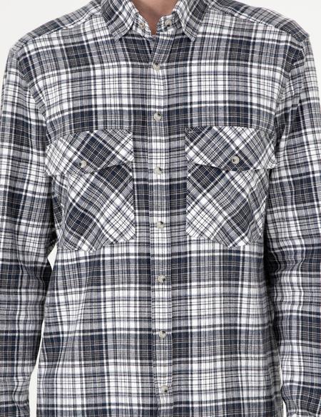 Lacivert Klasik Yaka Çift Cepli Regular Fit Gömlek Ceket - 50292345002