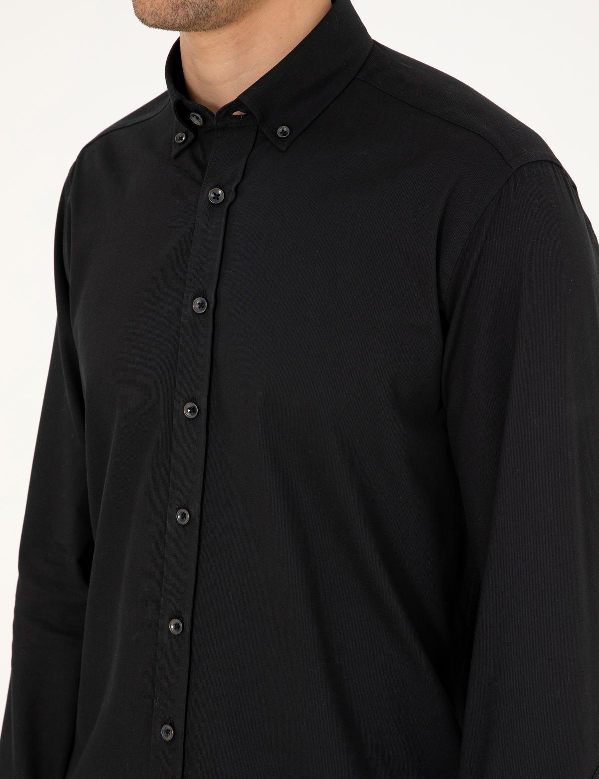 Siyah Regular Fit Uzun Kollu Gömlek - 50292553007