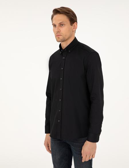 Siyah Regular Fit Uzun Kollu Gömlek - 50292553007