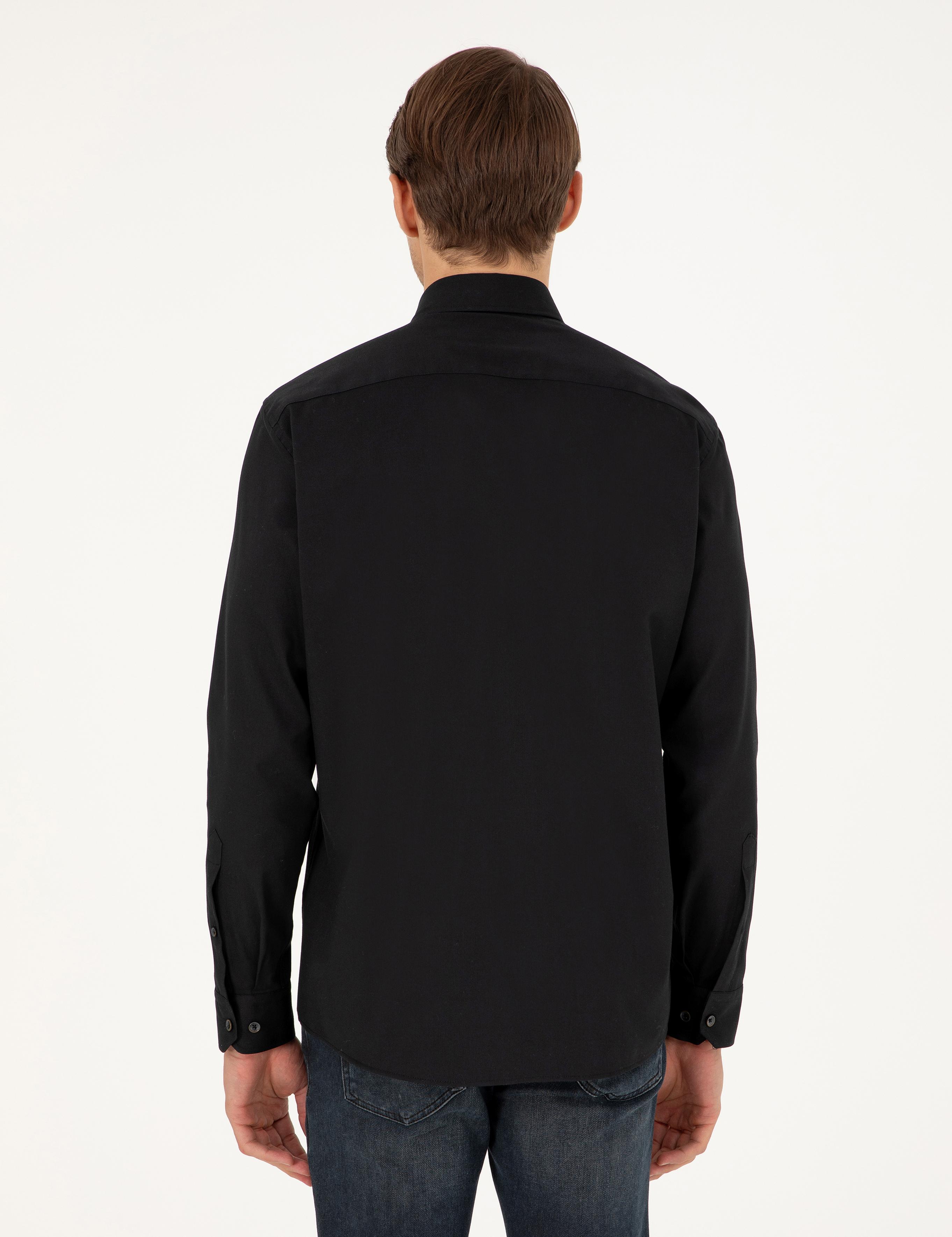 Siyah Regular Fit Uzun Kollu Gömlek