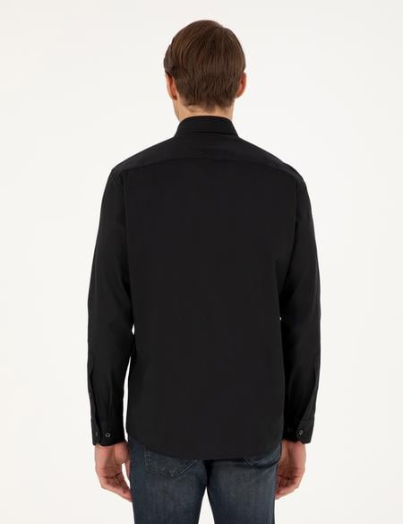 Siyah Regular Fit Uzun Kollu Gömlek - 50292553007