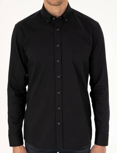 Siyah Regular Fit Uzun Kollu Gömlek