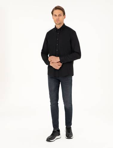 Siyah Regular Fit Uzun Kollu Gömlek