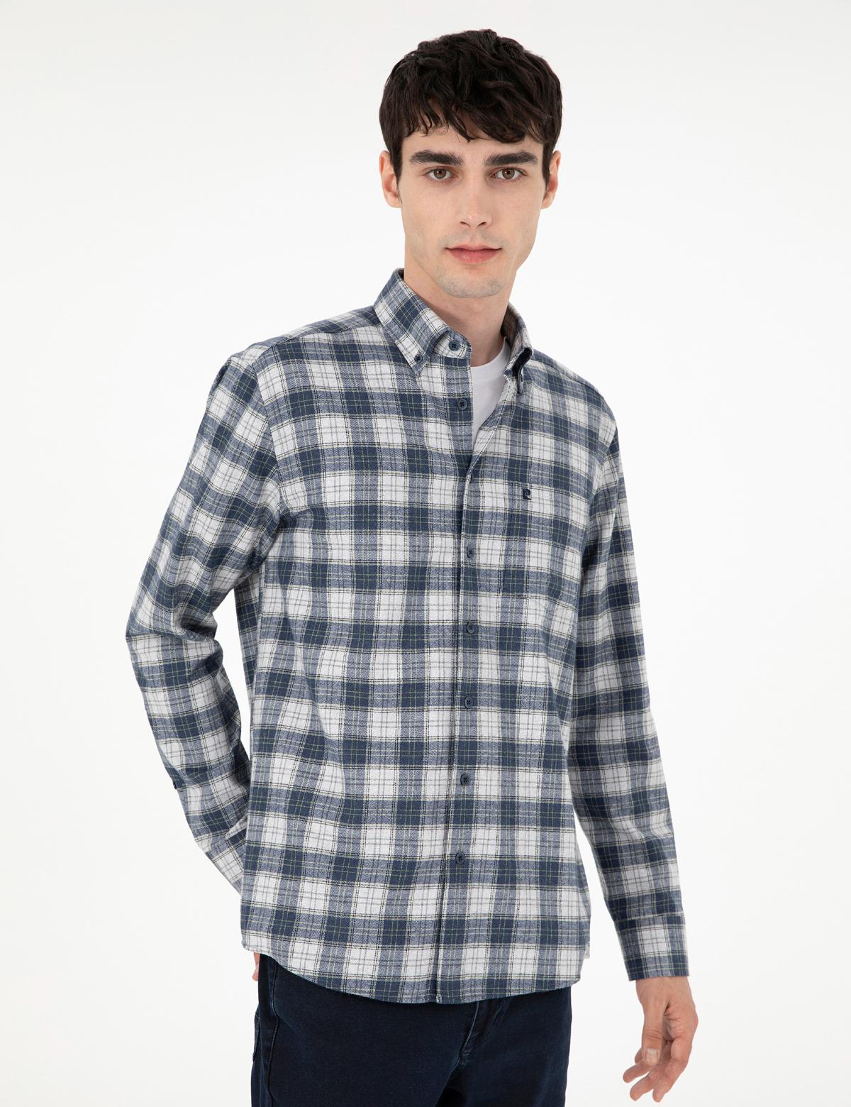 Lacivert Ekose Regular Fit Uzun Kollu Gömlek - 50291979014