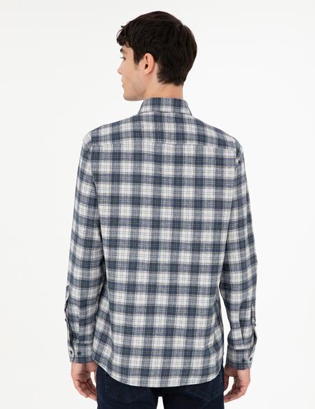 Lacivert Ekose Regular Fit Uzun Kollu Gömlek - 50291979014