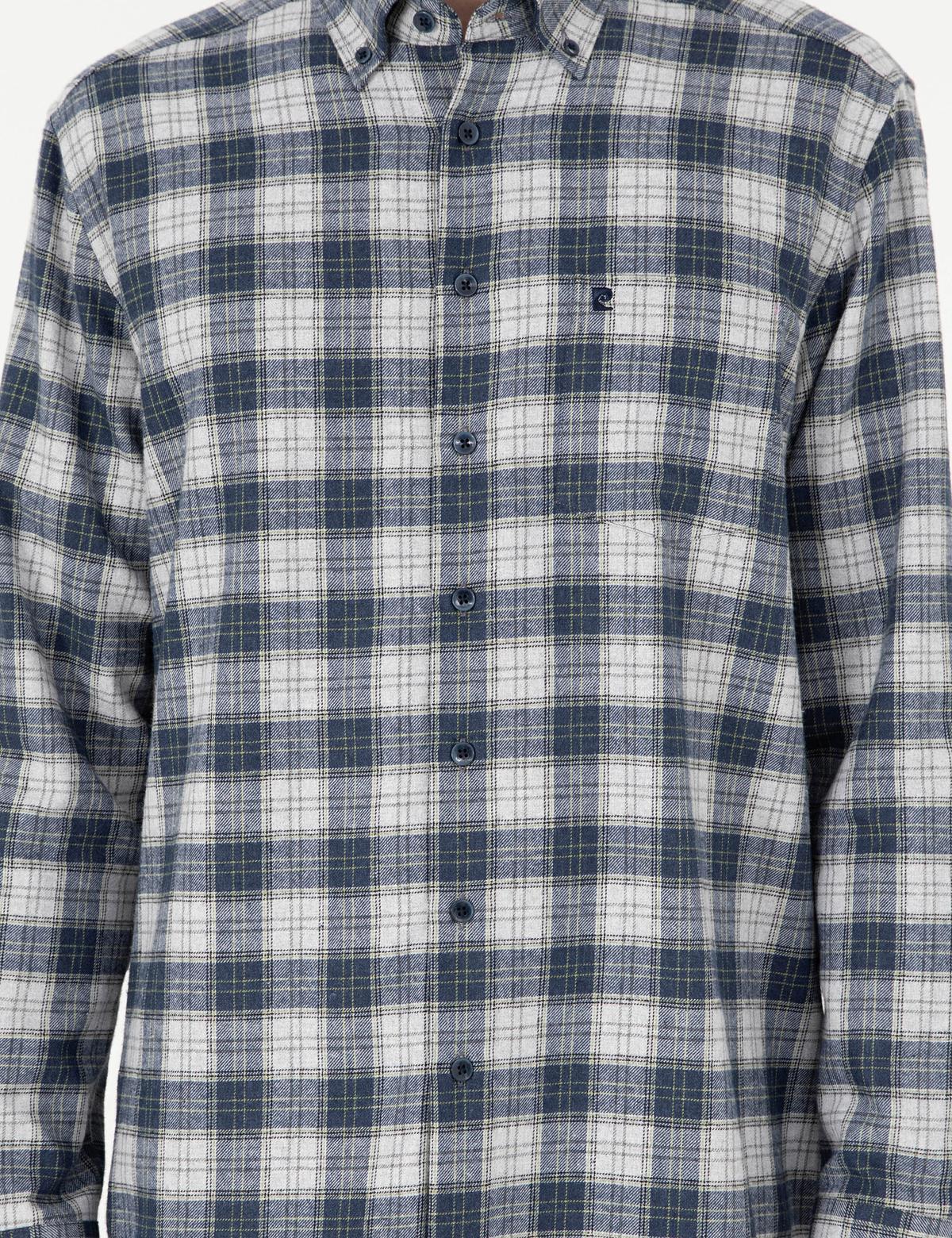 Lacivert Ekose Regular Fit Uzun Kollu Gömlek - 50291979014