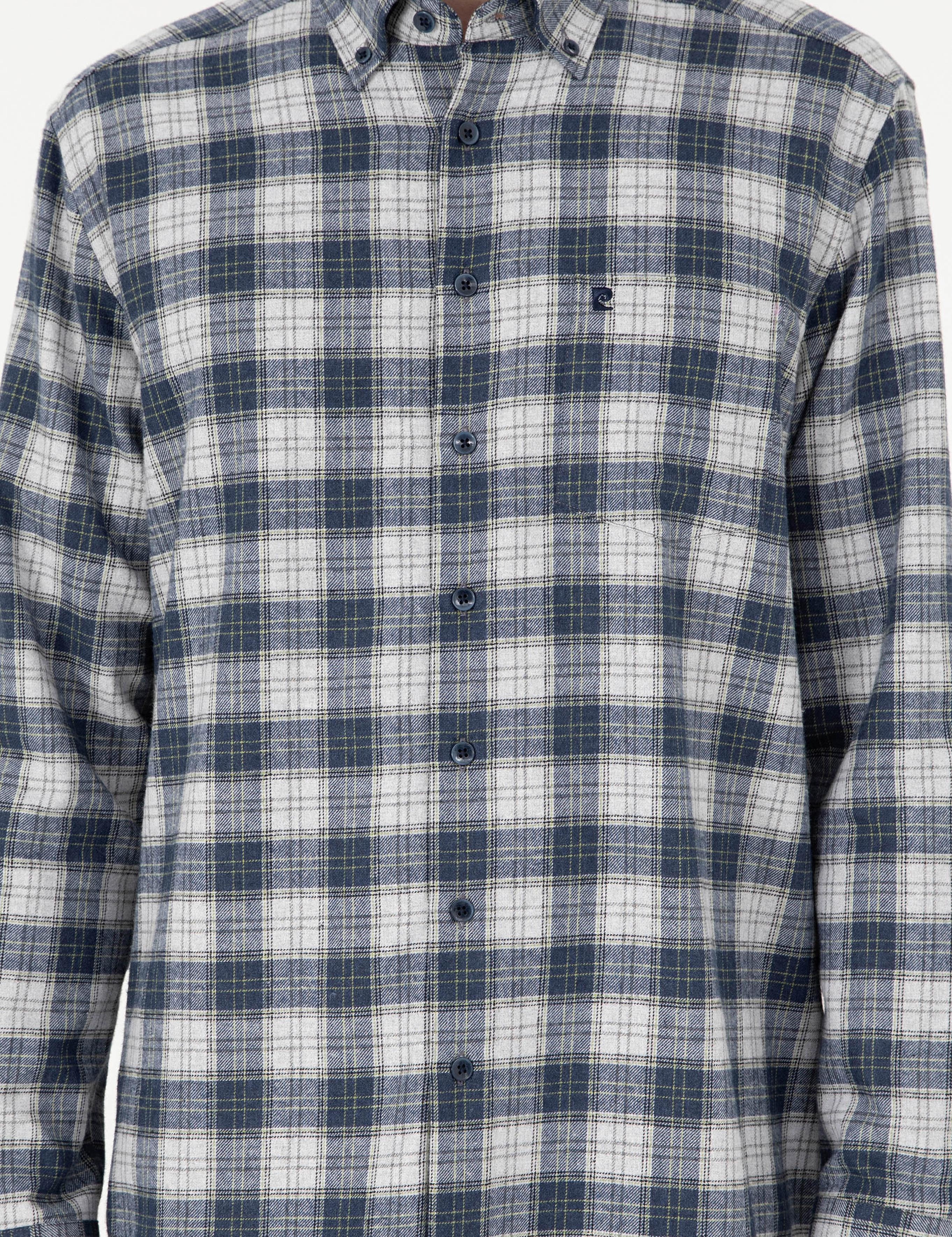 Lacivert Ekose Regular Fit Uzun Kollu Gömlek