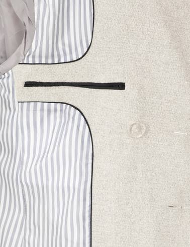 Açık Gri Ex. Slim Fit Yün Karışımlı Kruvaze Kaşe Kaban