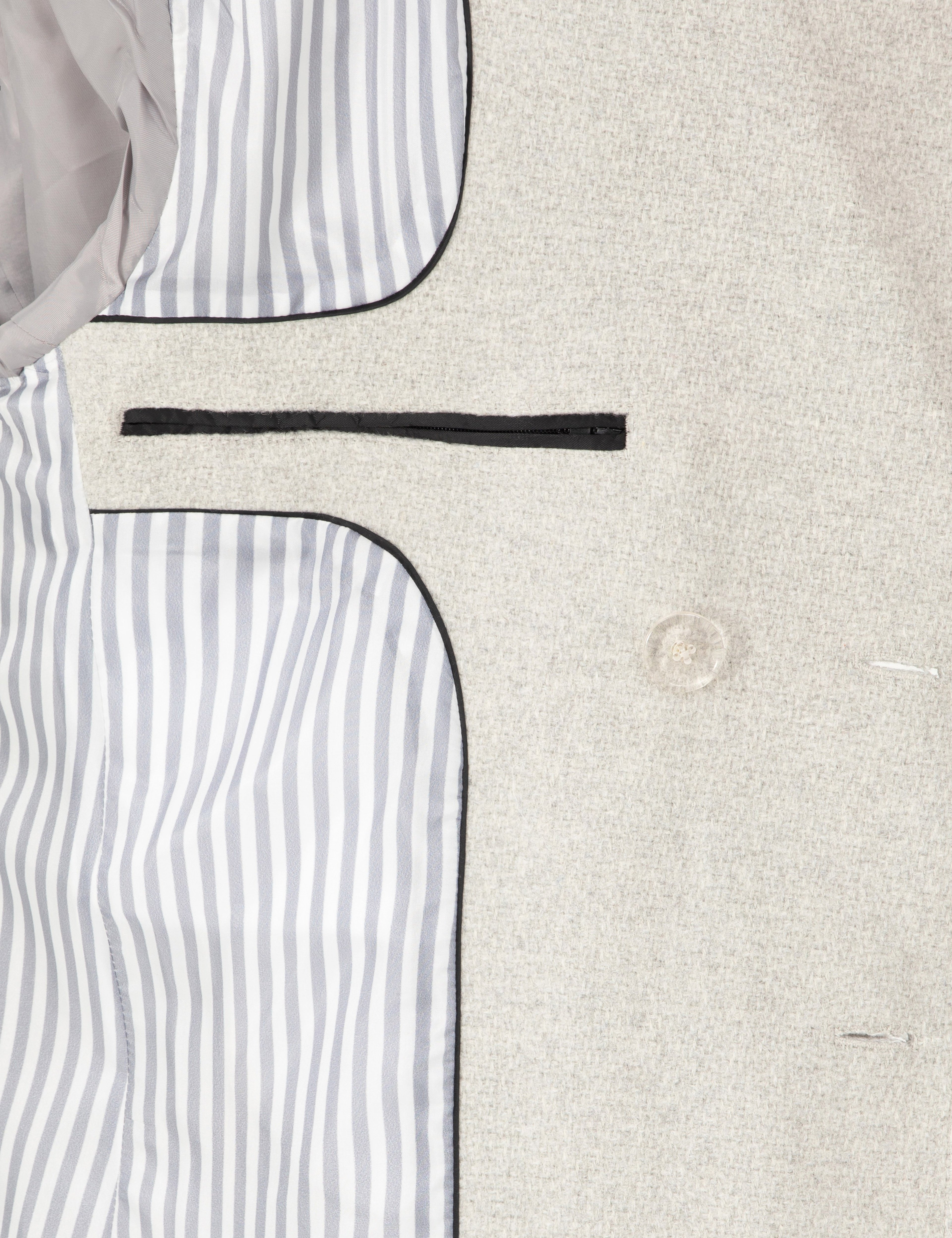 Açık Gri Ex. Slim Fit Yün Karışımlı Kruvaze Kaşe Kaban - Image 6