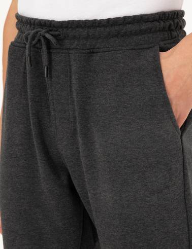 Antrasit Melanj Slim Fit 3 İplik Paçası Lastikli Eşofman Altı
