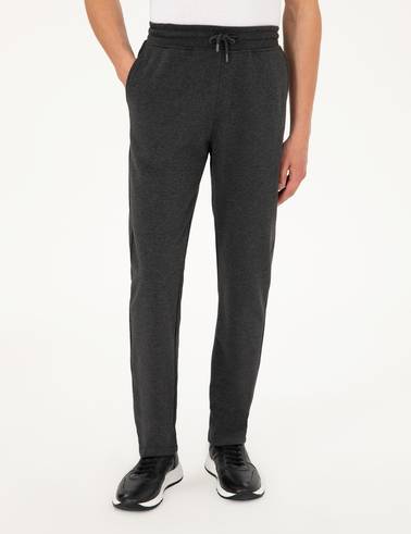 Antrasit Melanj Slim Fit 3 İplik Düz Paça Eşofman Altı
