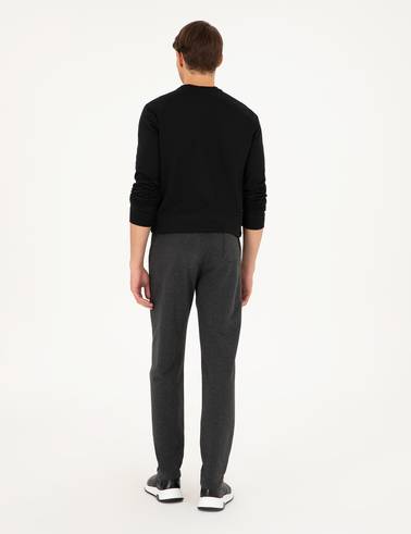 Antrasit Melanj Slim Fit 3 İplik Düz Paça Eşofman Altı