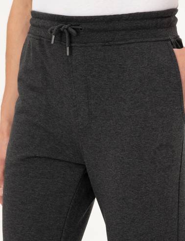 Antrasit Melanj Slim Fit 3 İplik Düz Paça Eşofman Altı