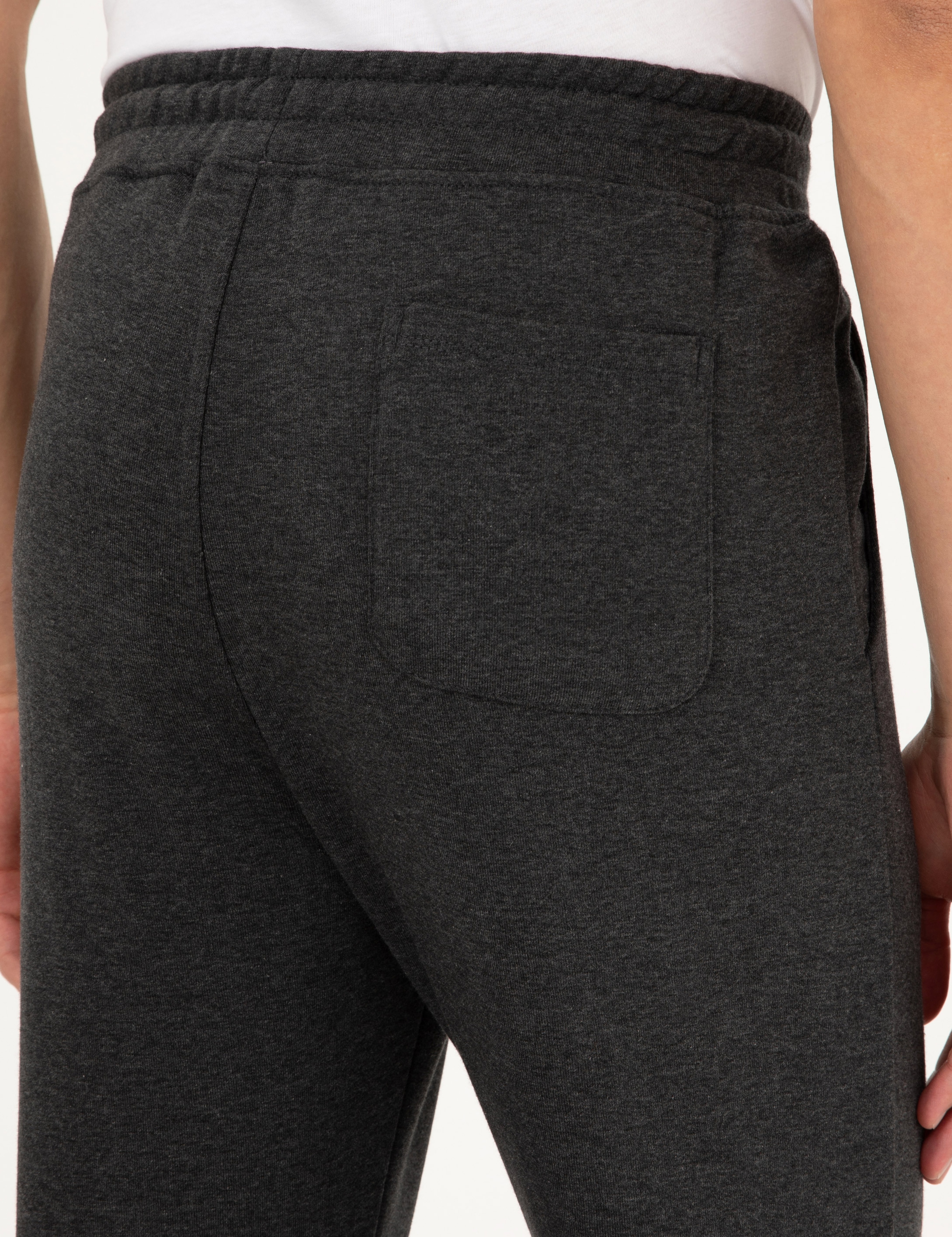 Antrasit Melanj Slim Fit 3 İplik Düz Paça Eşofman Altı - Image 6