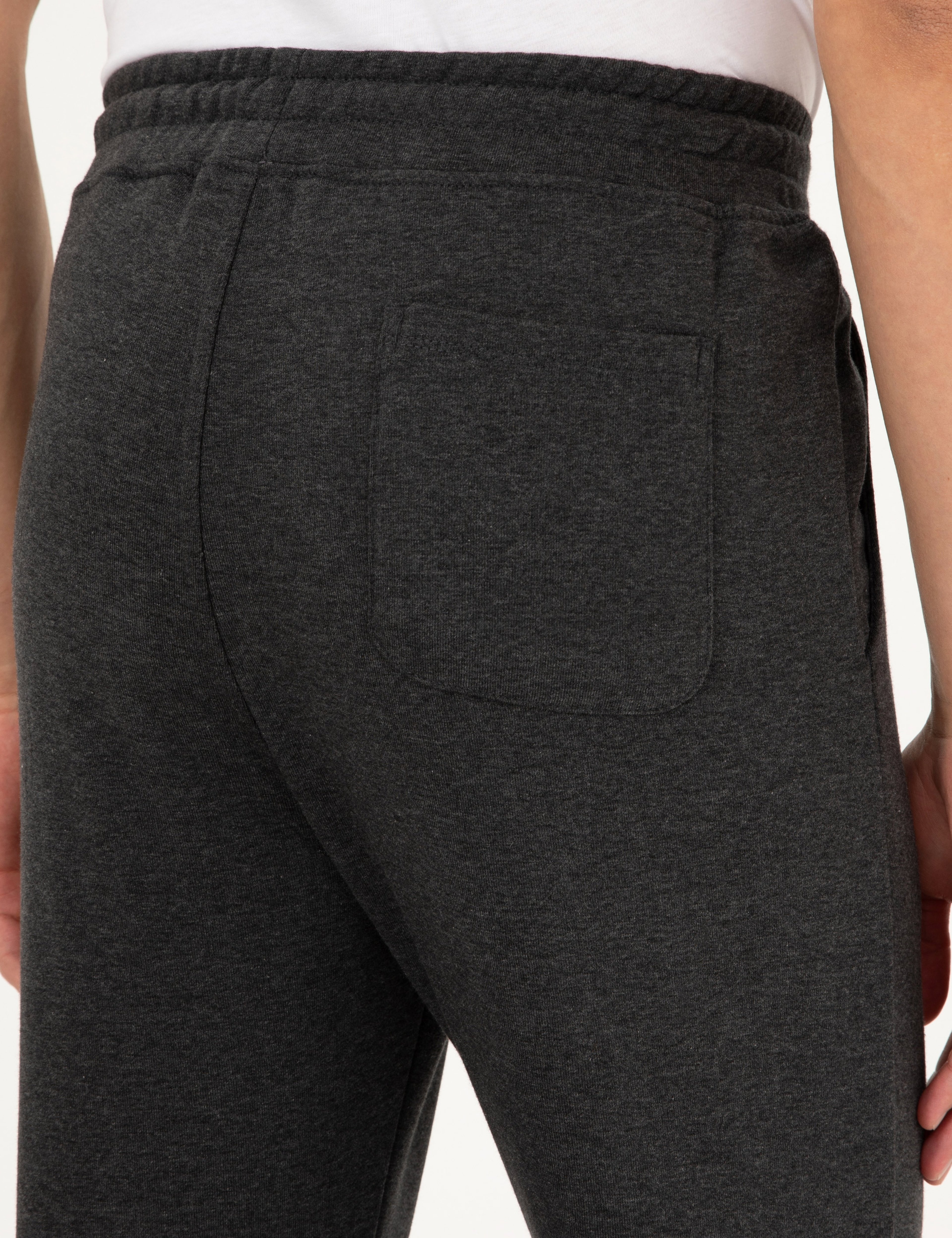 Antrasit Melanj Slim Fit 3 İplik Düz Paça Eşofman Altı