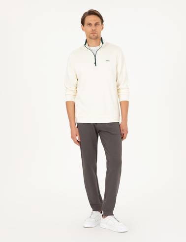 Antrasit Slim Fit 3 İplik Paçası Lastikli Eşofman Altı