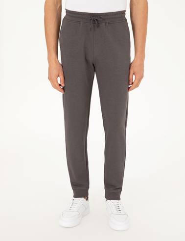 Antrasit Slim Fit 3 İplik Paçası Lastikli Eşofman Altı