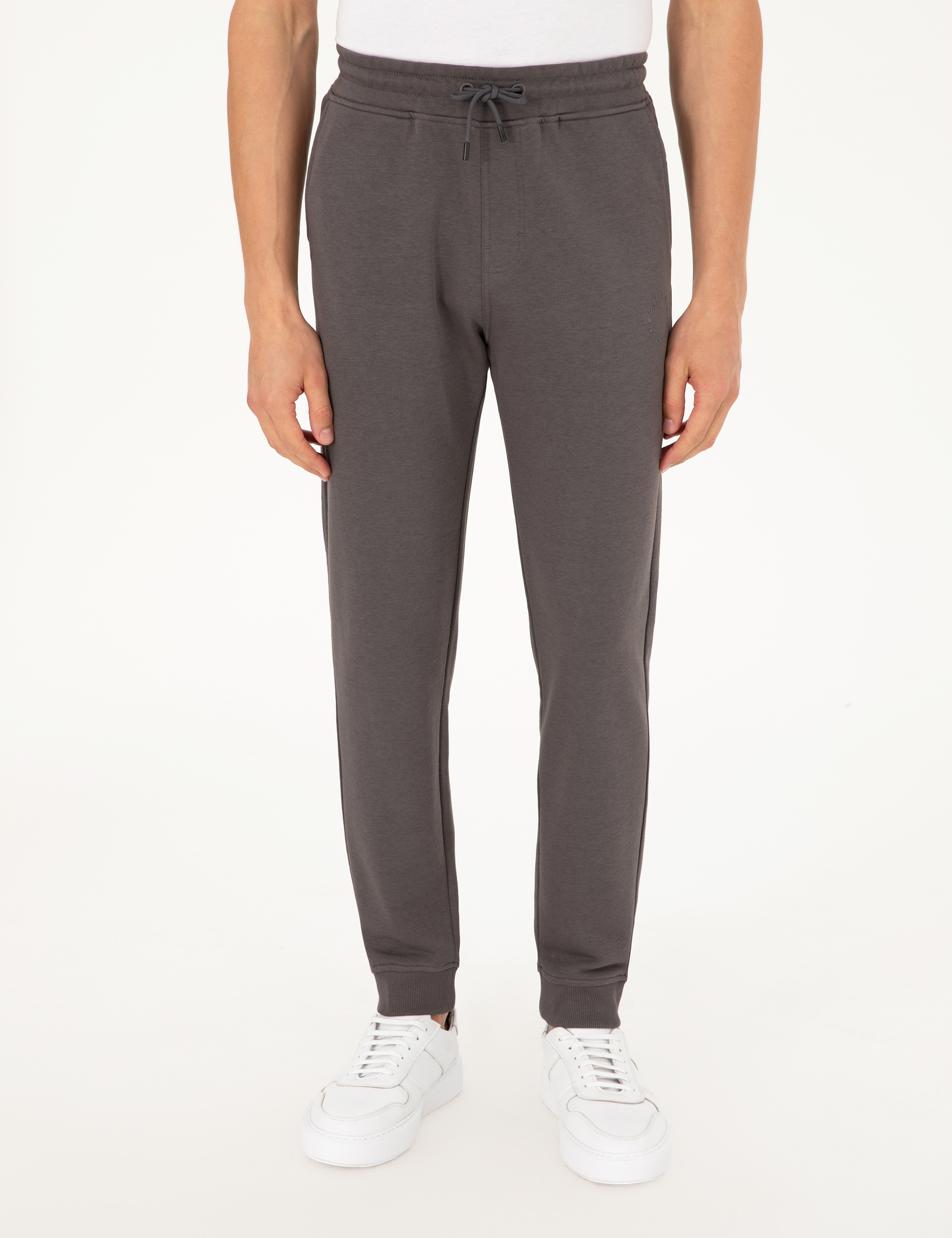 Antrasit Slim Fit 3 İplik Paçası Lastikli Eşofman Altı