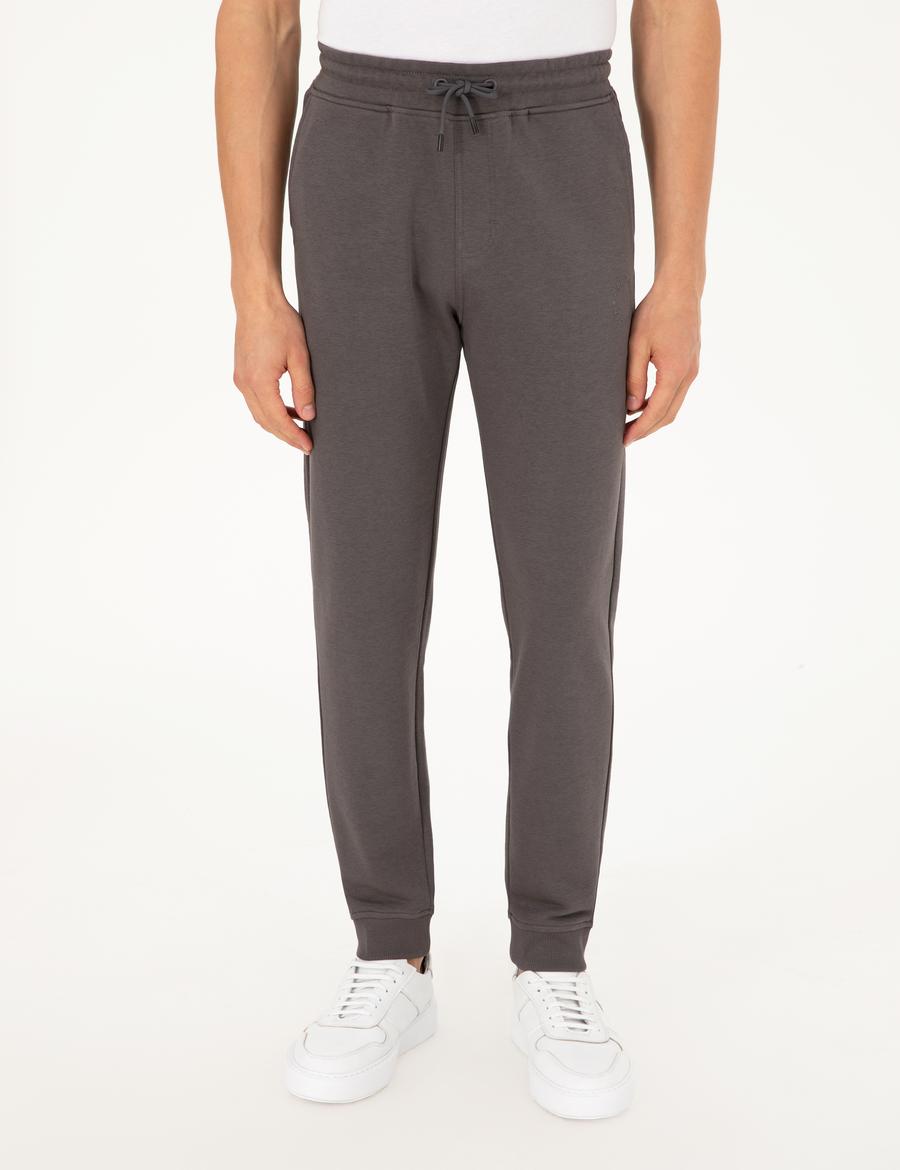 Antrasit Slim Fit 3 İplik Paçası Lastikli Eşofman Altı