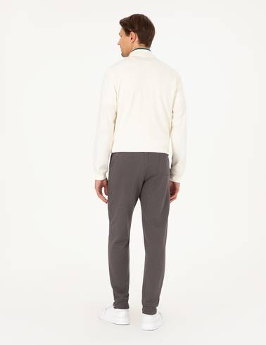 Antrasit Slim Fit 3 İplik Paçası Lastikli Eşofman Altı