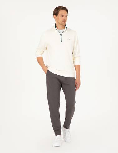 Antrasit Slim Fit 3 İplik Paçası Lastikli Eşofman Altı