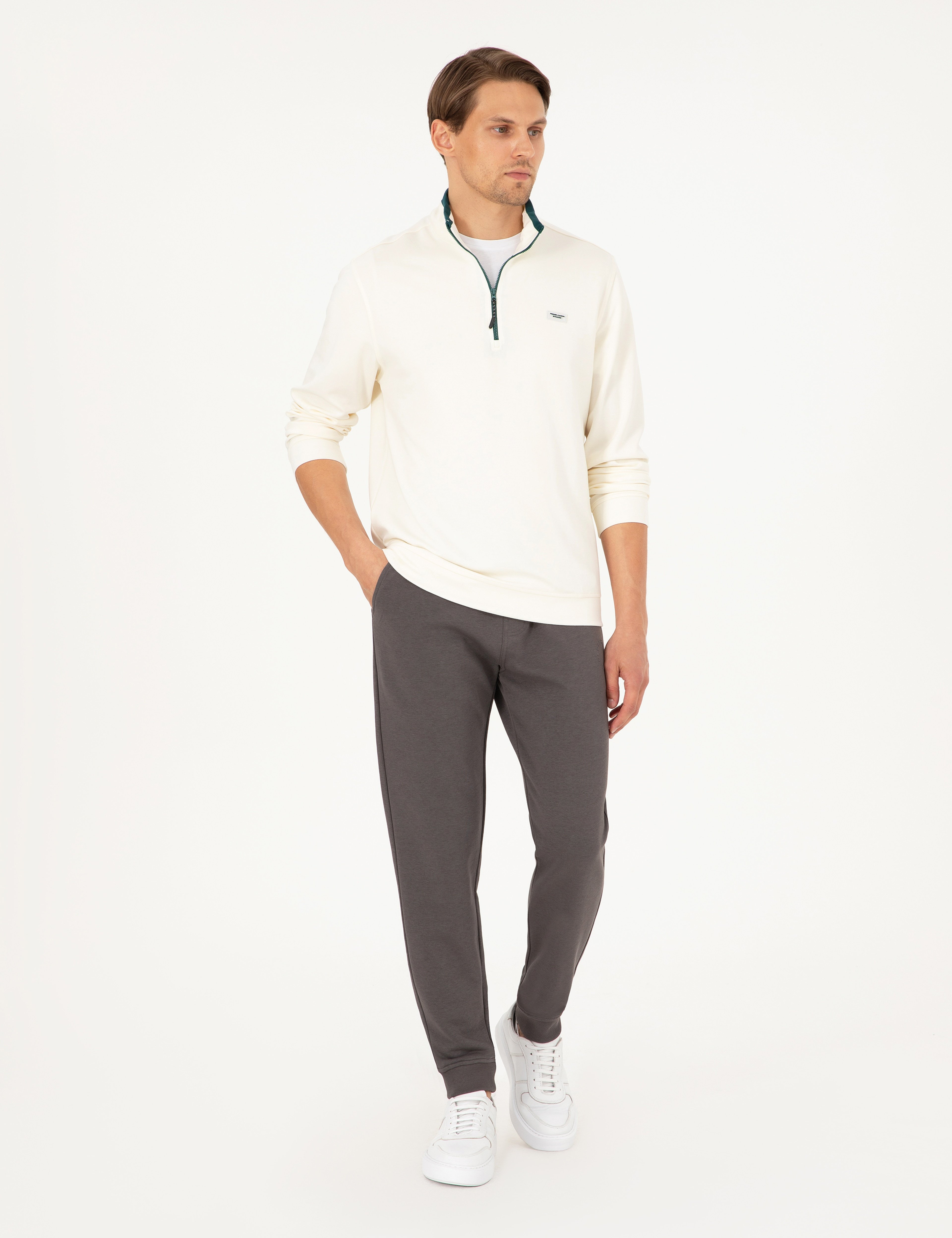Antrasit Slim Fit 3 İplik Paçası Lastikli Eşofman Altı - Image 3