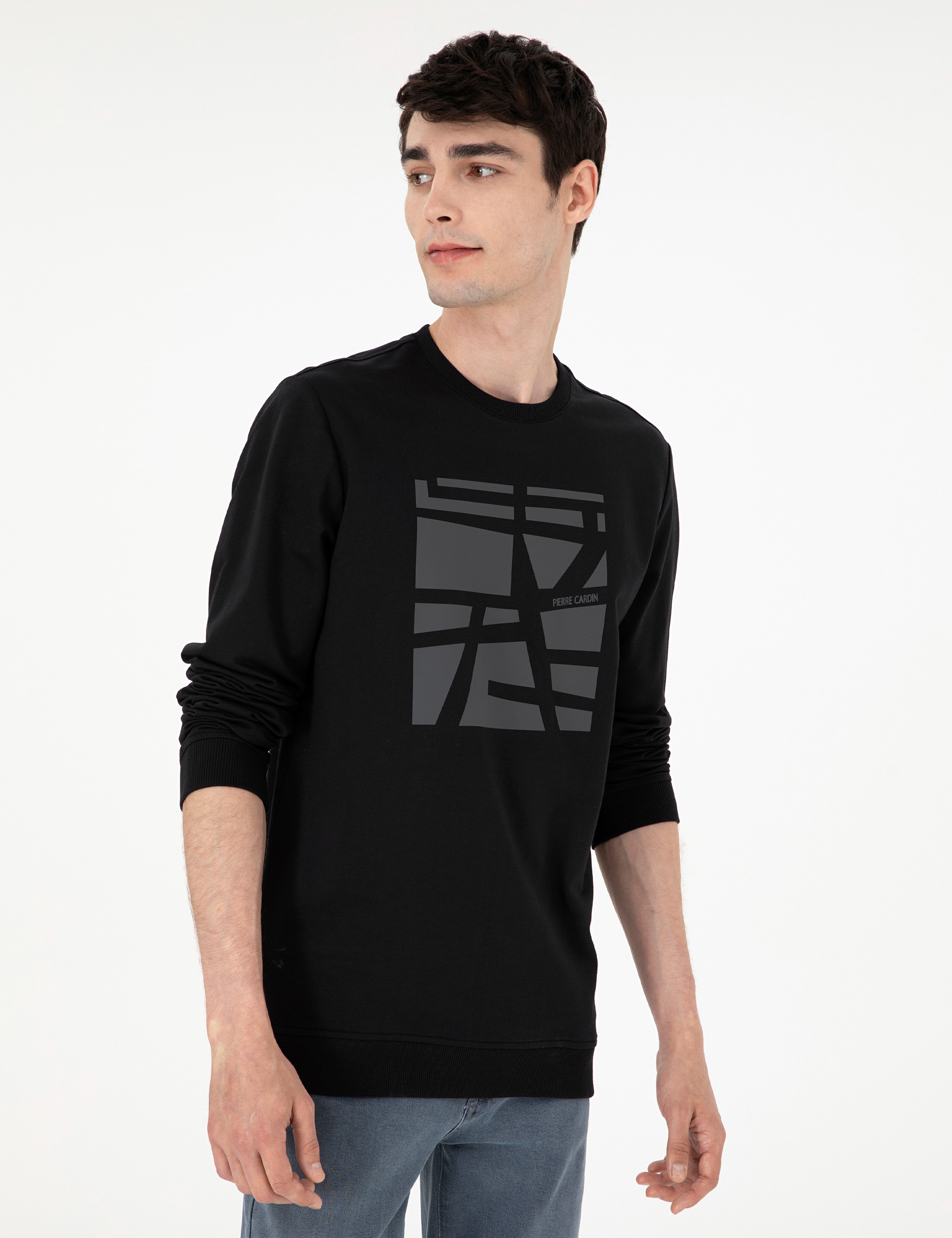 Siyah Regular Fit Sweatshirt - Image 3