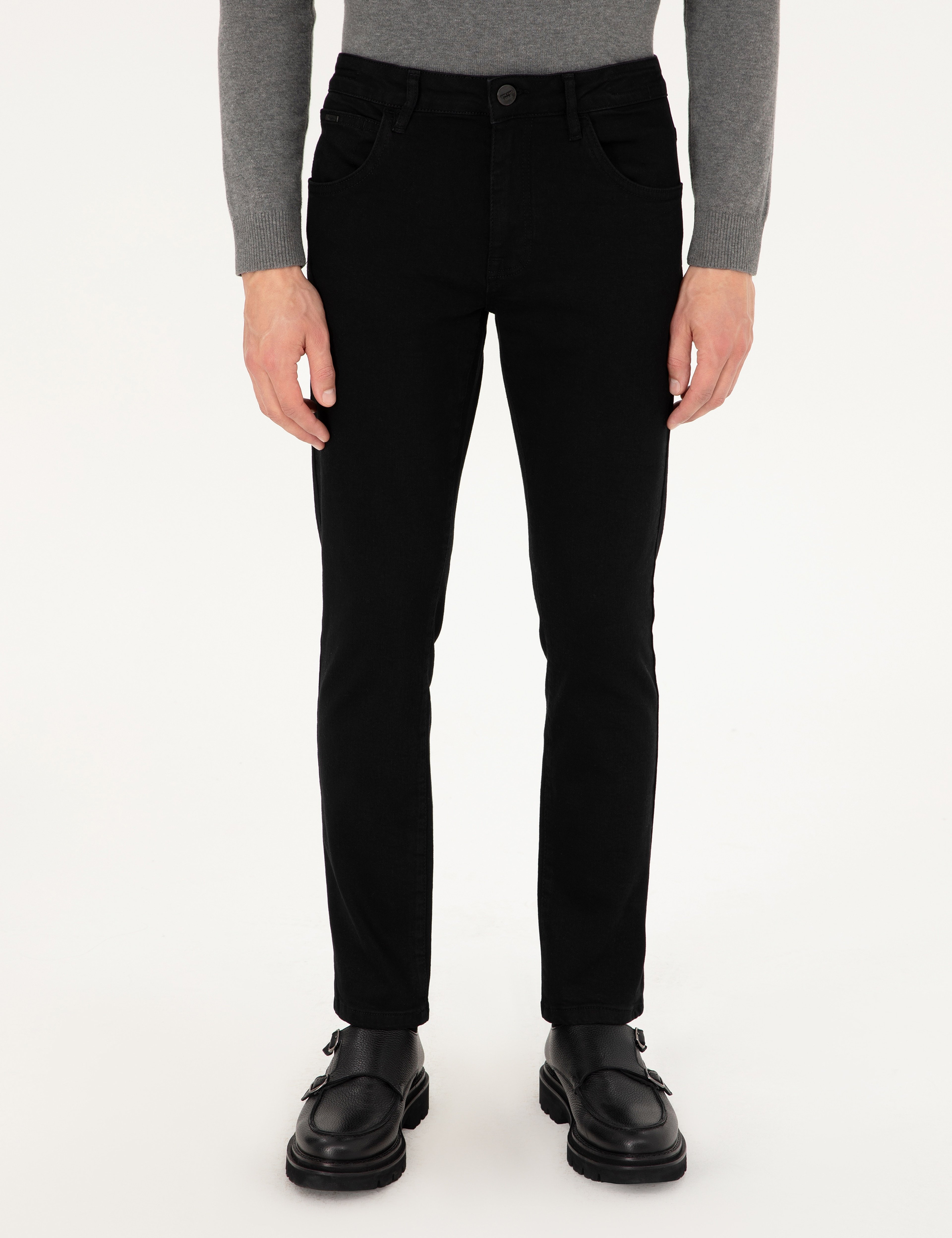 Siyah Slim Fit Jean Pantolon - Image 2