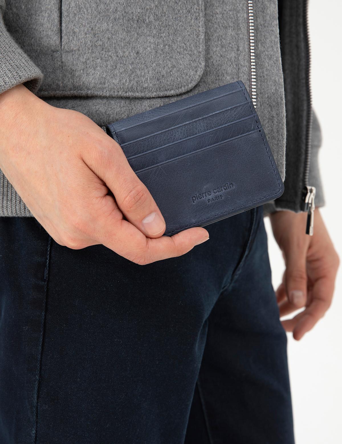 Erkek Lacivert Deri Cüzdan