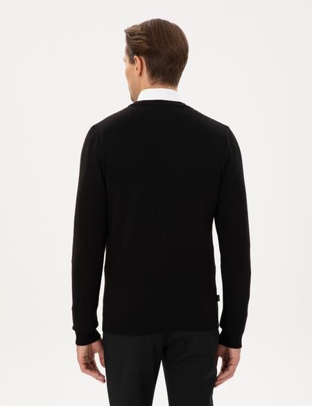 Siyah Slim Fit Basic Düğmeli Triko Hırka - 50300523016