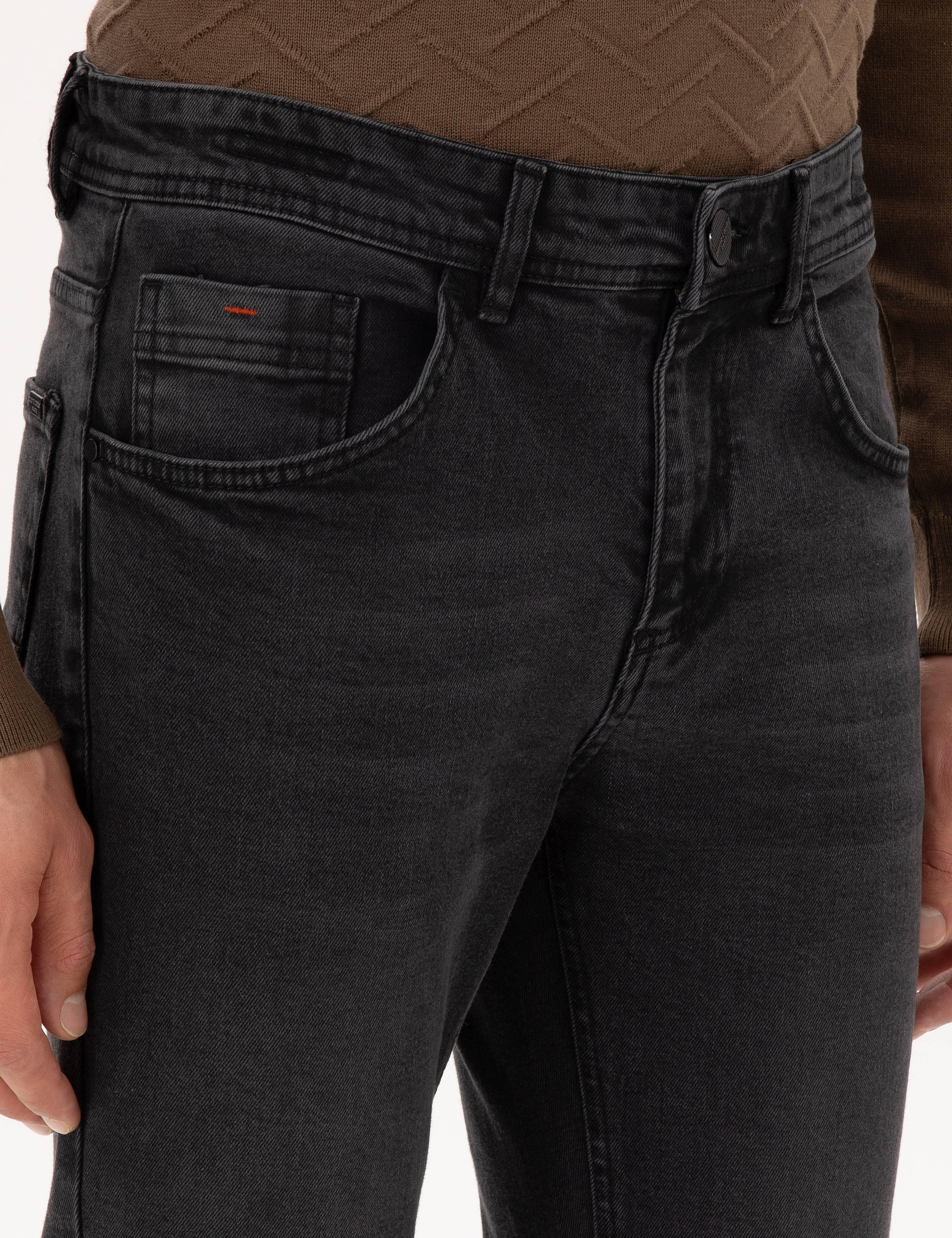 Siyah Slim Fit Jean Pantolon - Image 5