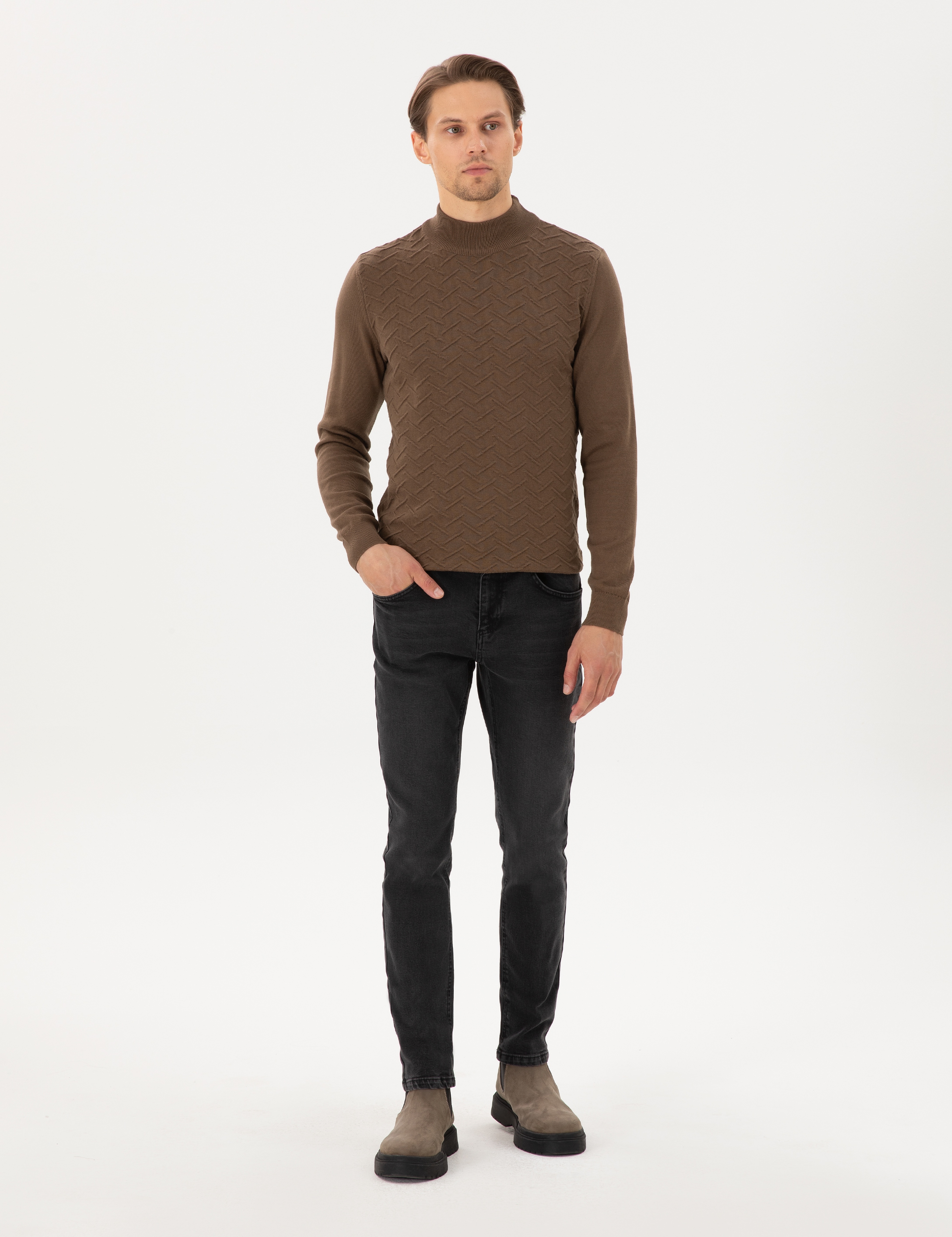 Siyah Slim Fit Jean Pantolon - Image 1