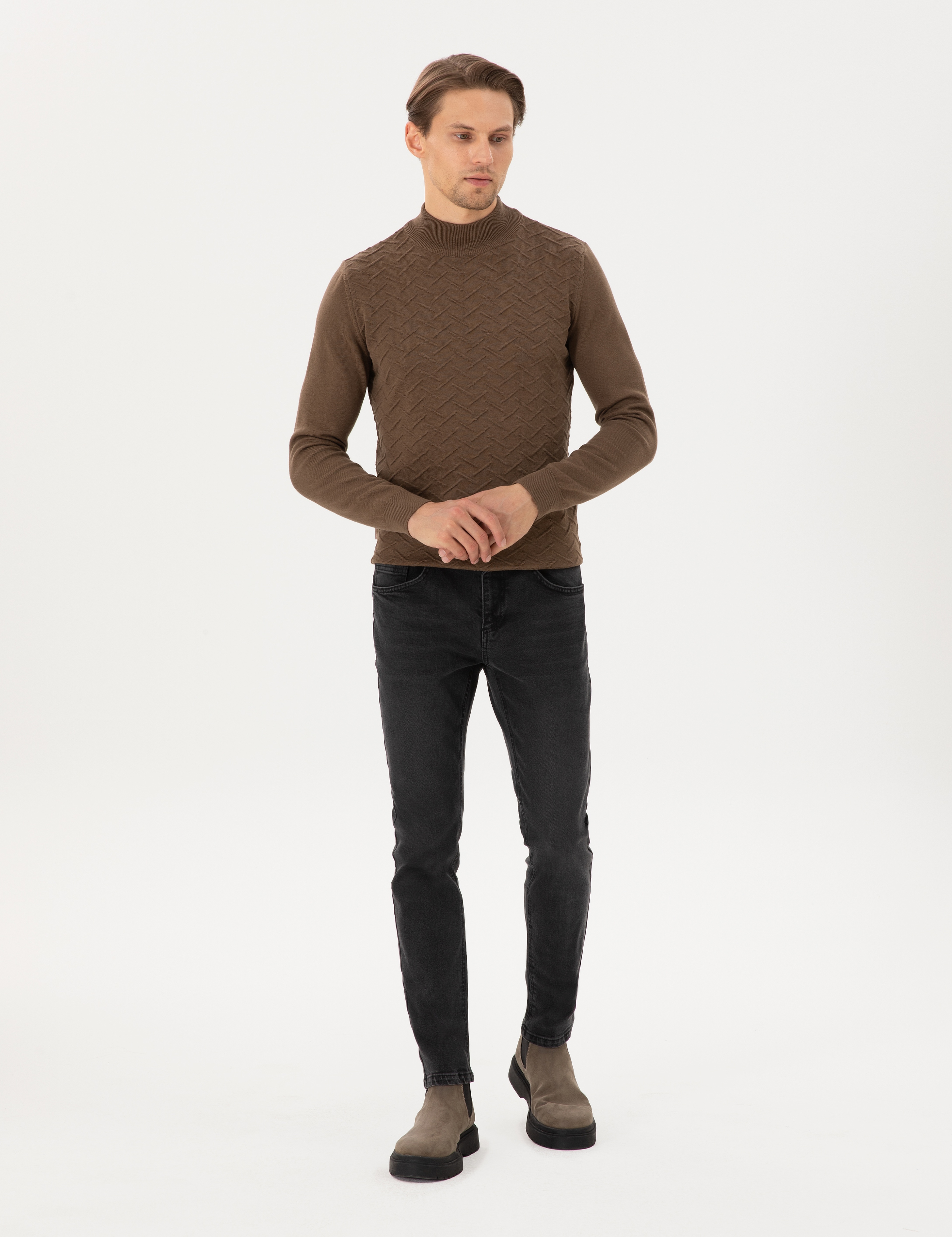 Siyah Slim Fit Jean Pantolon - Image 3