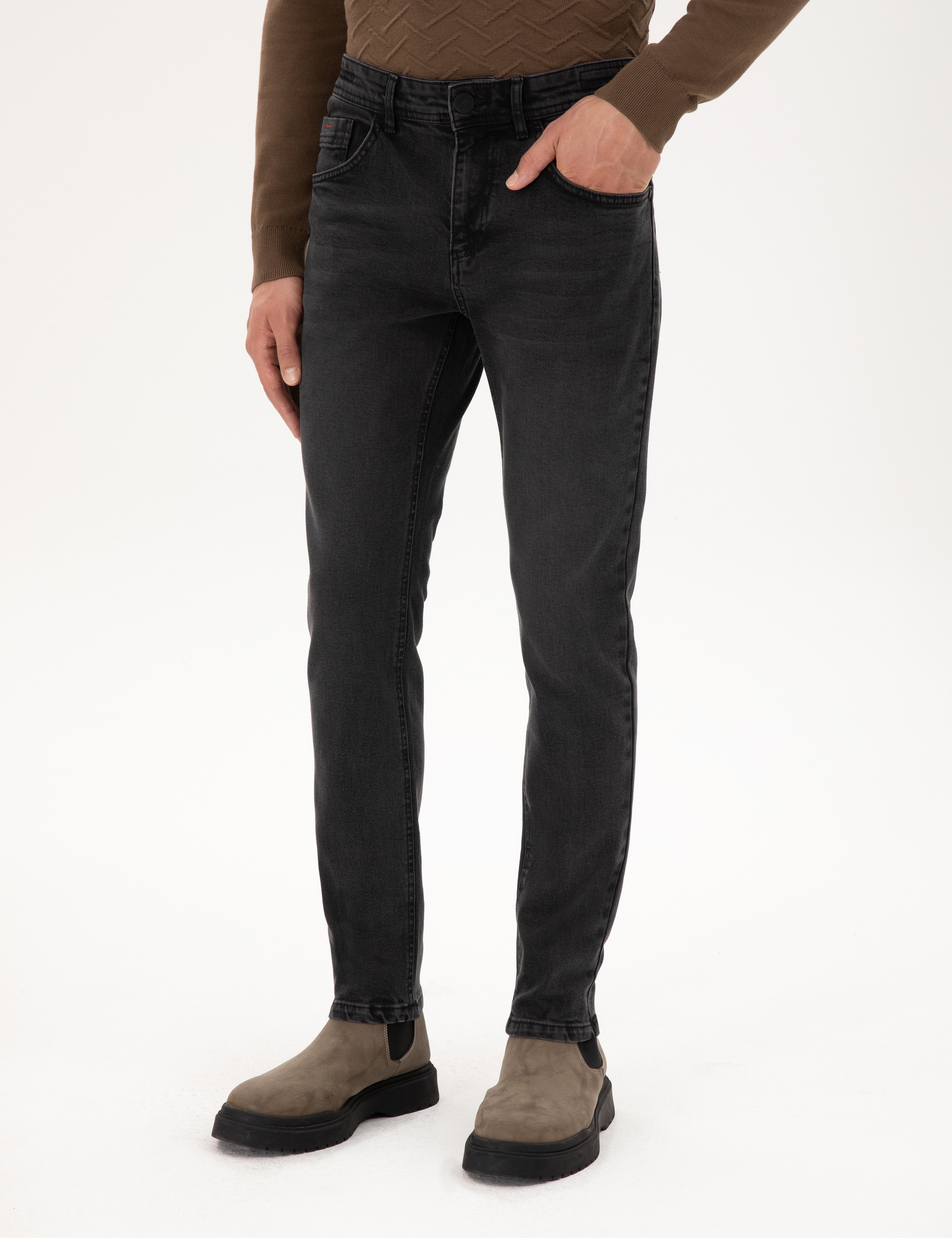 Siyah Slim Fit Jean Pantolon - Image 2