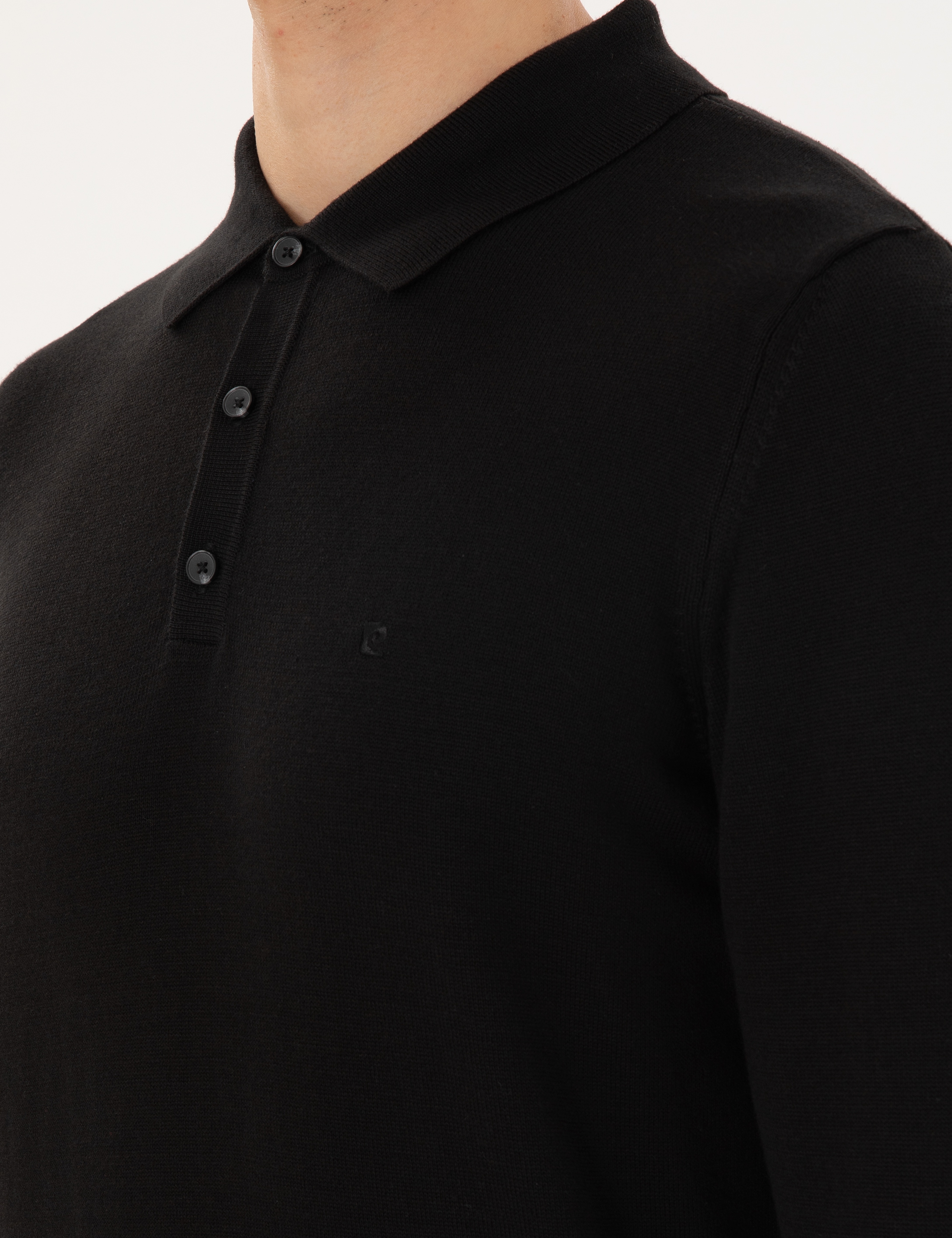 Siyah Slim Fit Polo Yaka Basic Triko Kazak - Image 7