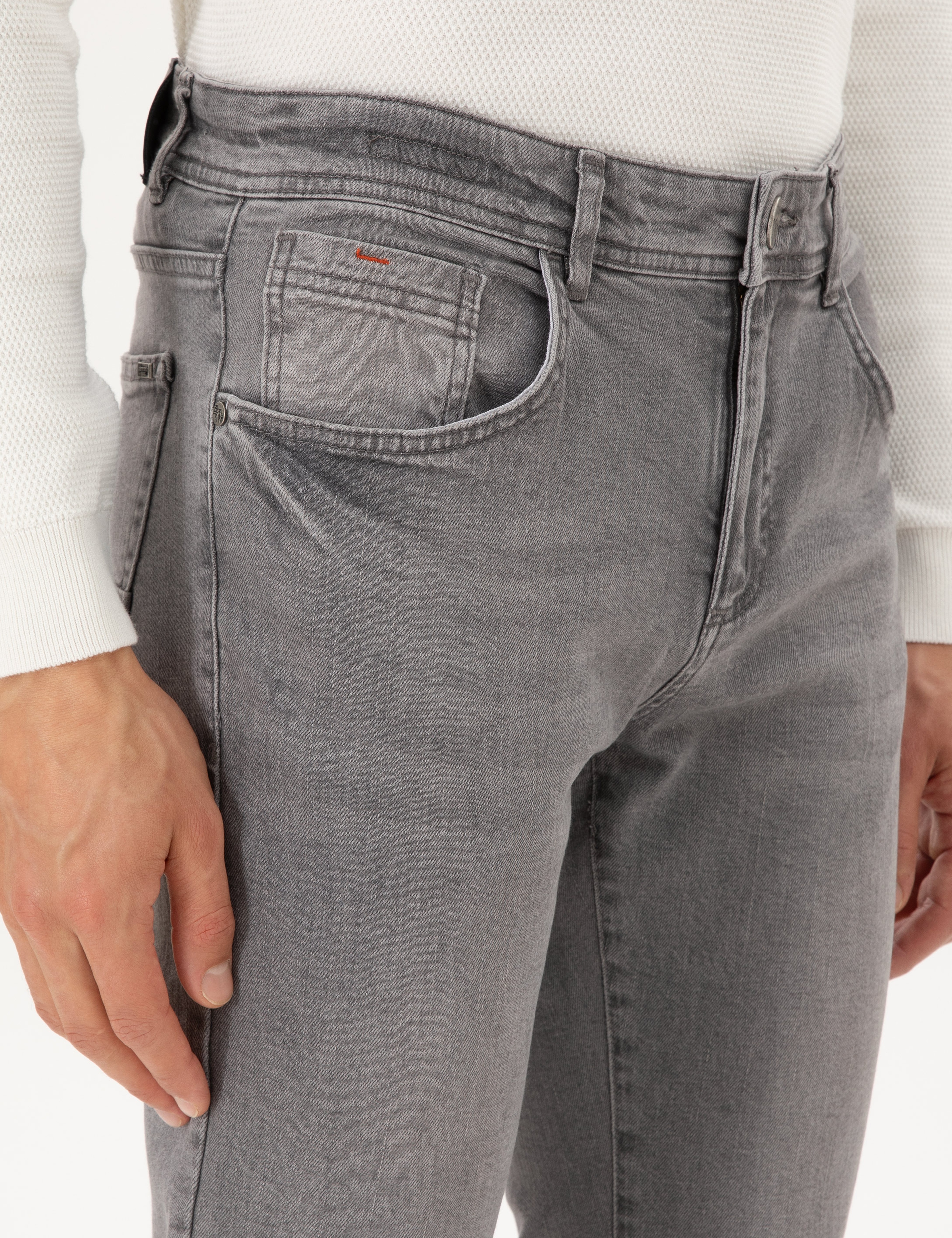Gri Slim Fit Jean Pantolon - Image 5