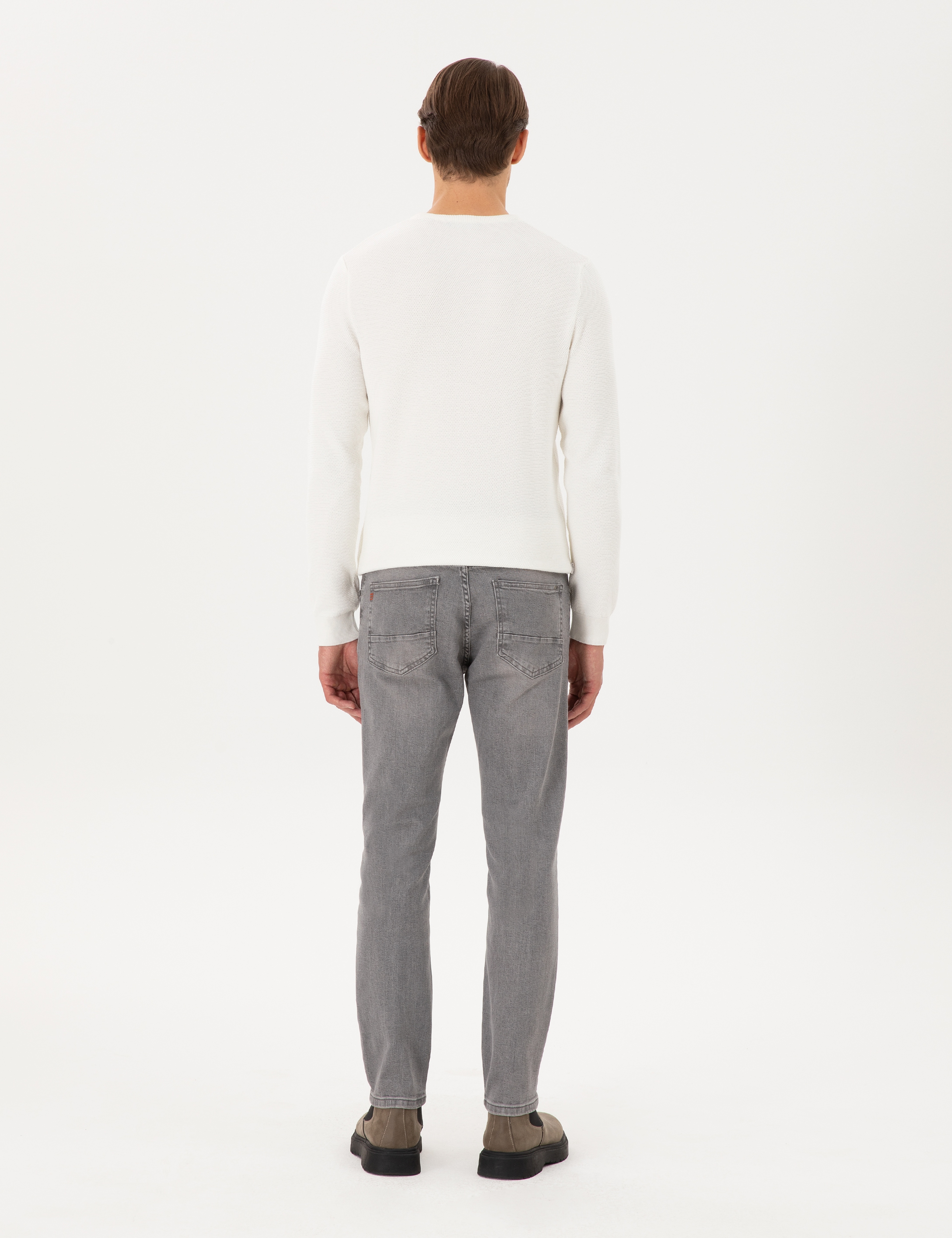Gri Slim Fit Jean Pantolon - Image 4
