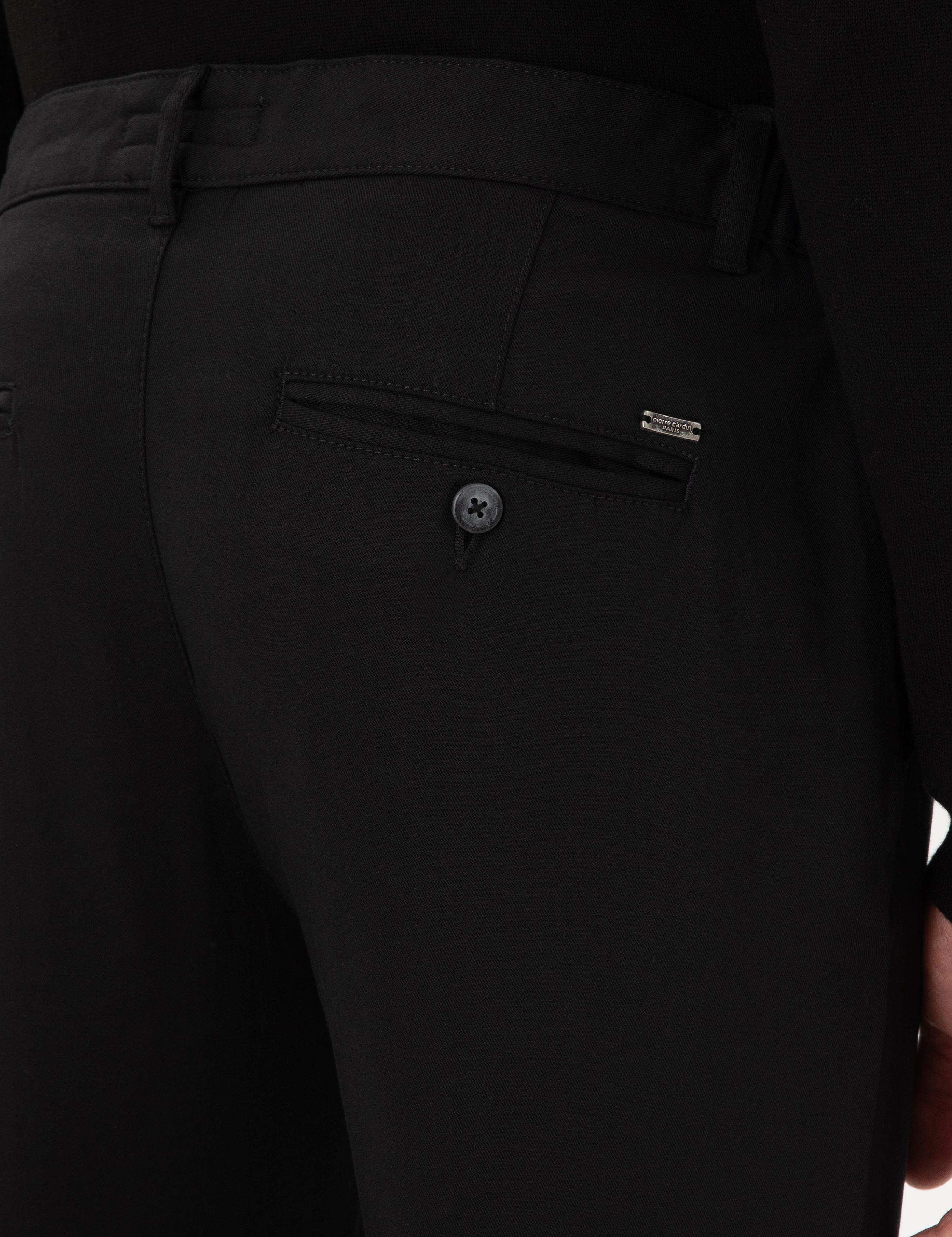 Siyah Slim Fit Beli Lastikli Bağcıklı Kanvas Pantolon