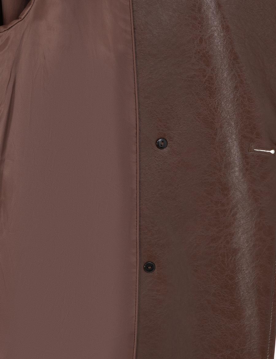 Kahverengi Suni Deri Trençkot