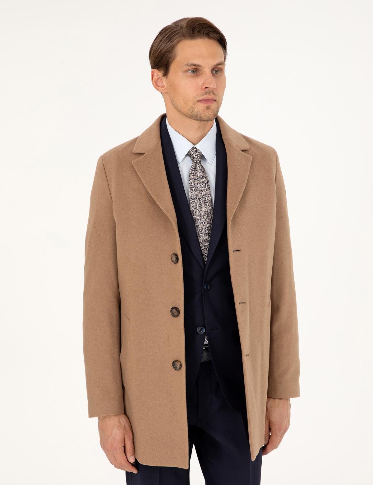 Camel Ex. Slim Fit Kaşe Kaban