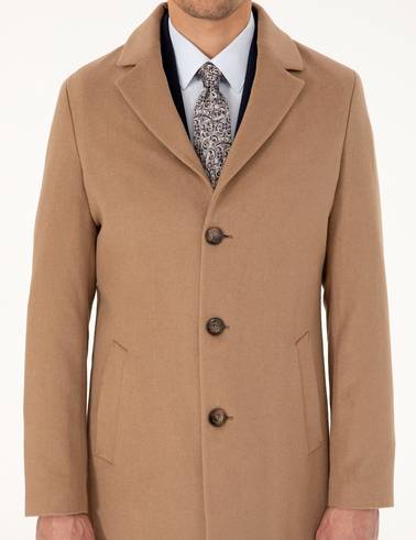 Camel Ex. Slim Fit Kaşe Kaban