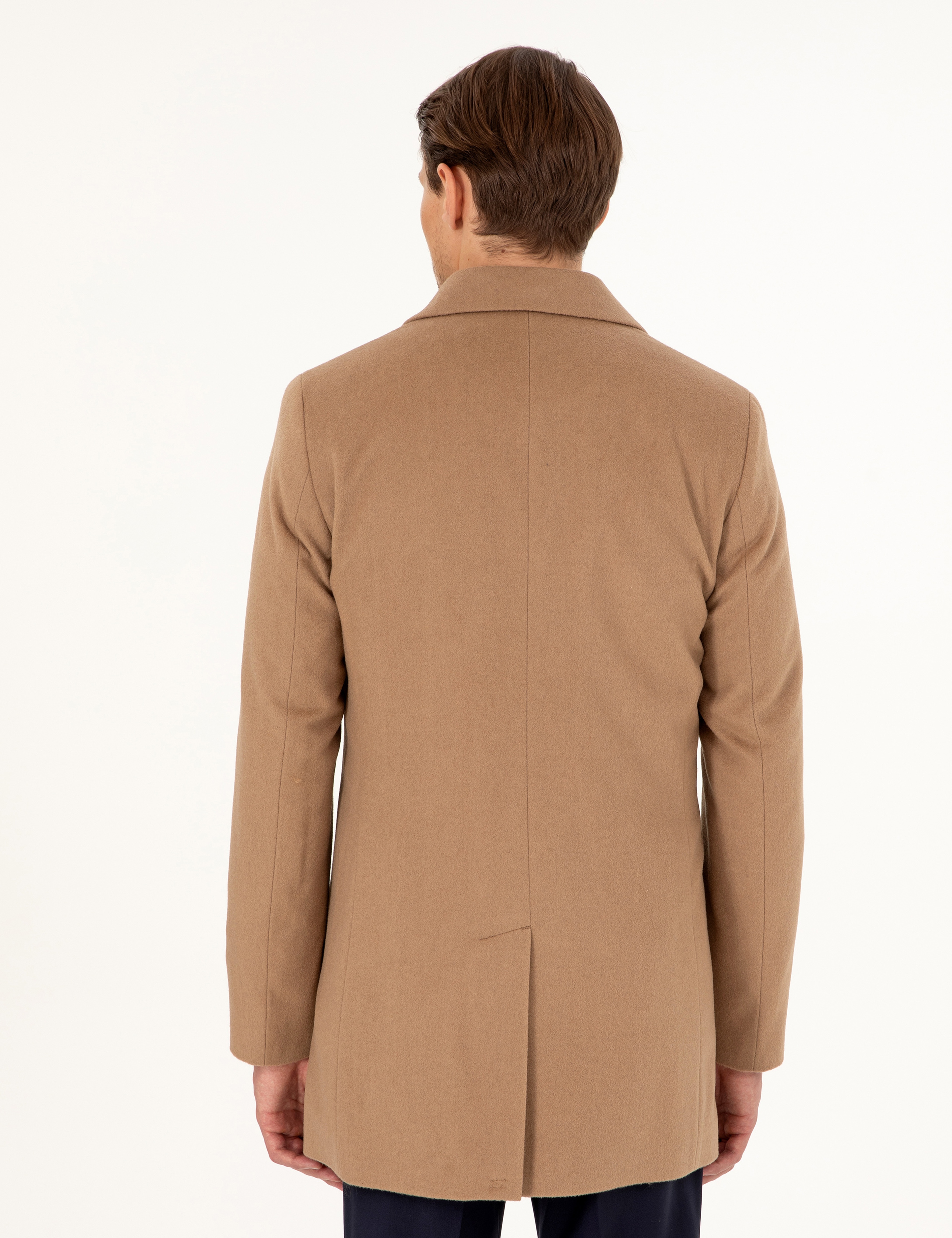 Camel Ex. Slim Fit Kaşe Kaban - Image 5