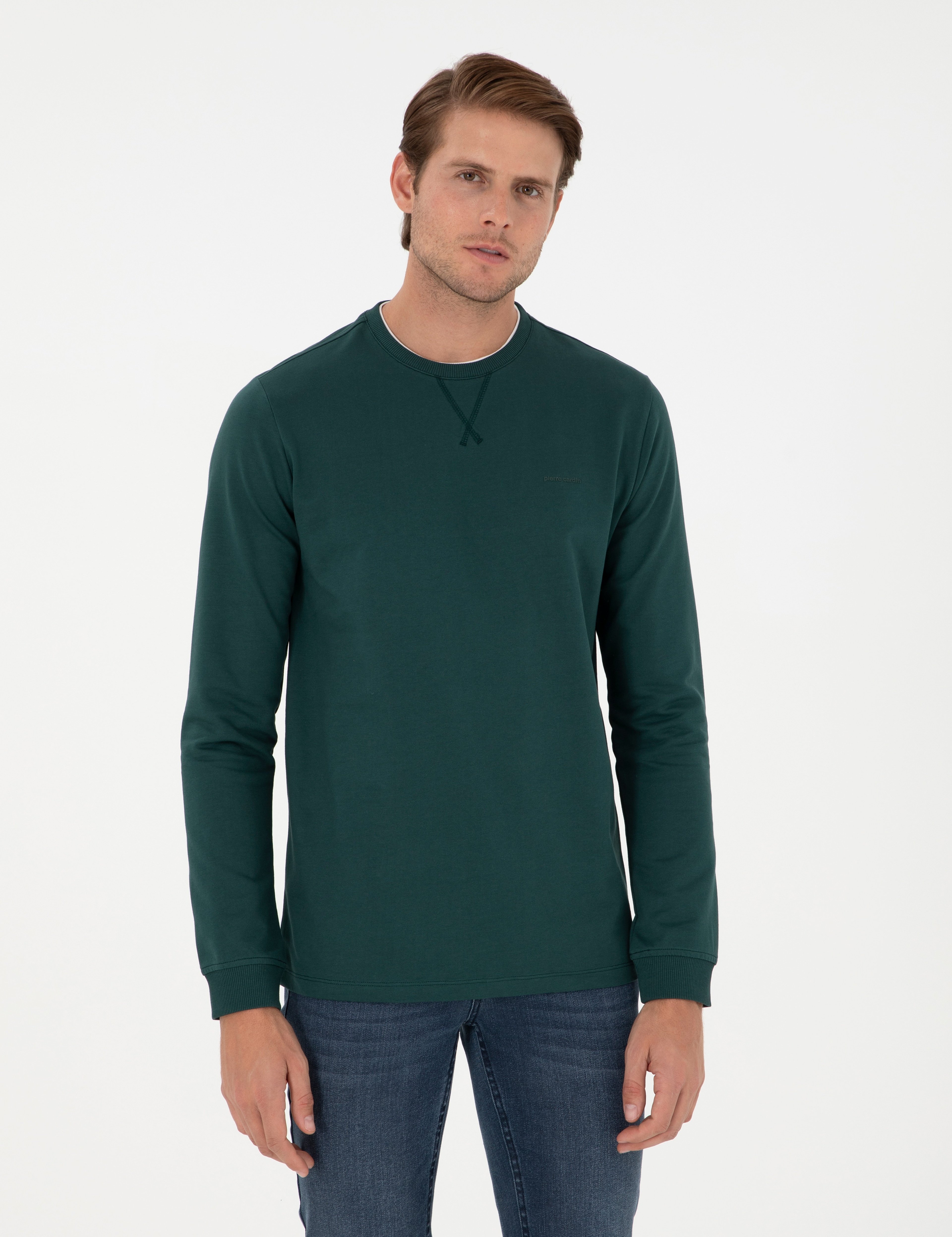 Zümrüt Regular Fit Bisiklet Yaka Basic Sweatshirt - Image 1
